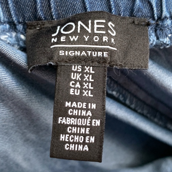 NWT Women's Jones New York Wide Crop Pants Size XL Denim Chambray Elastic Waist - Picture 5 of 9